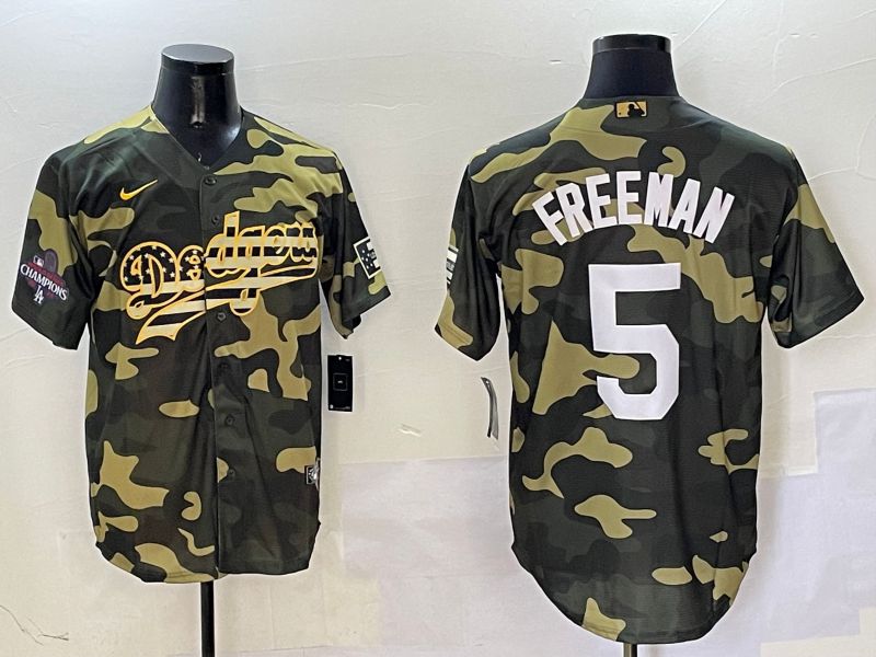 Men Los Angeles Dodgers #5 Freeman Camo Joint Name 2025 Nike MLB Jersey style 2